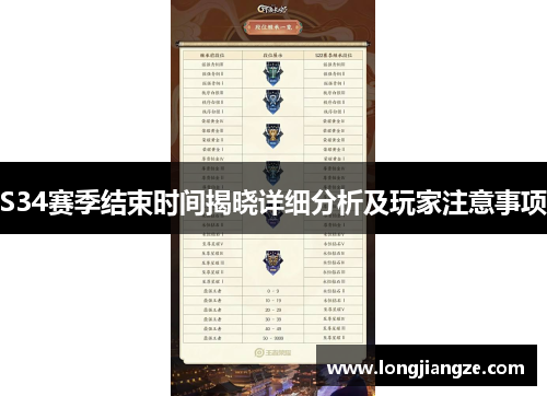S34赛季结束时间揭晓详细分析及玩家注意事项